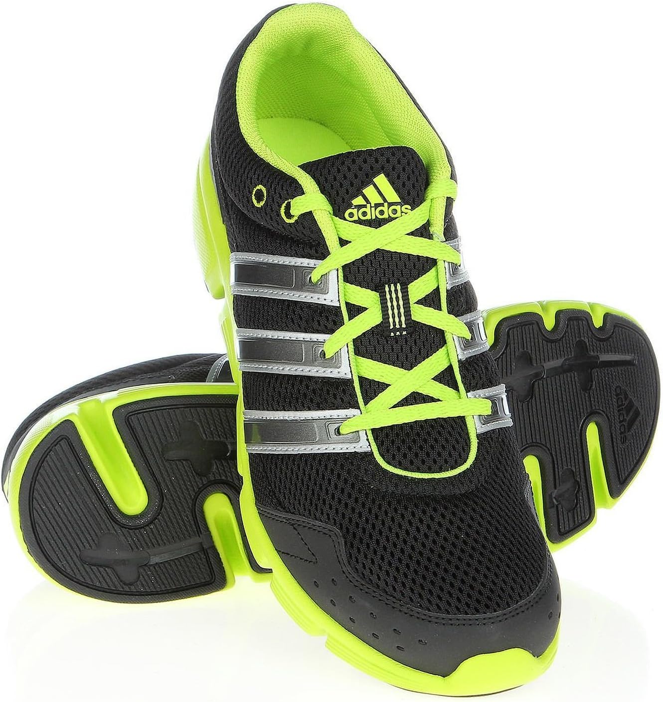 black and neon green adidas shoes