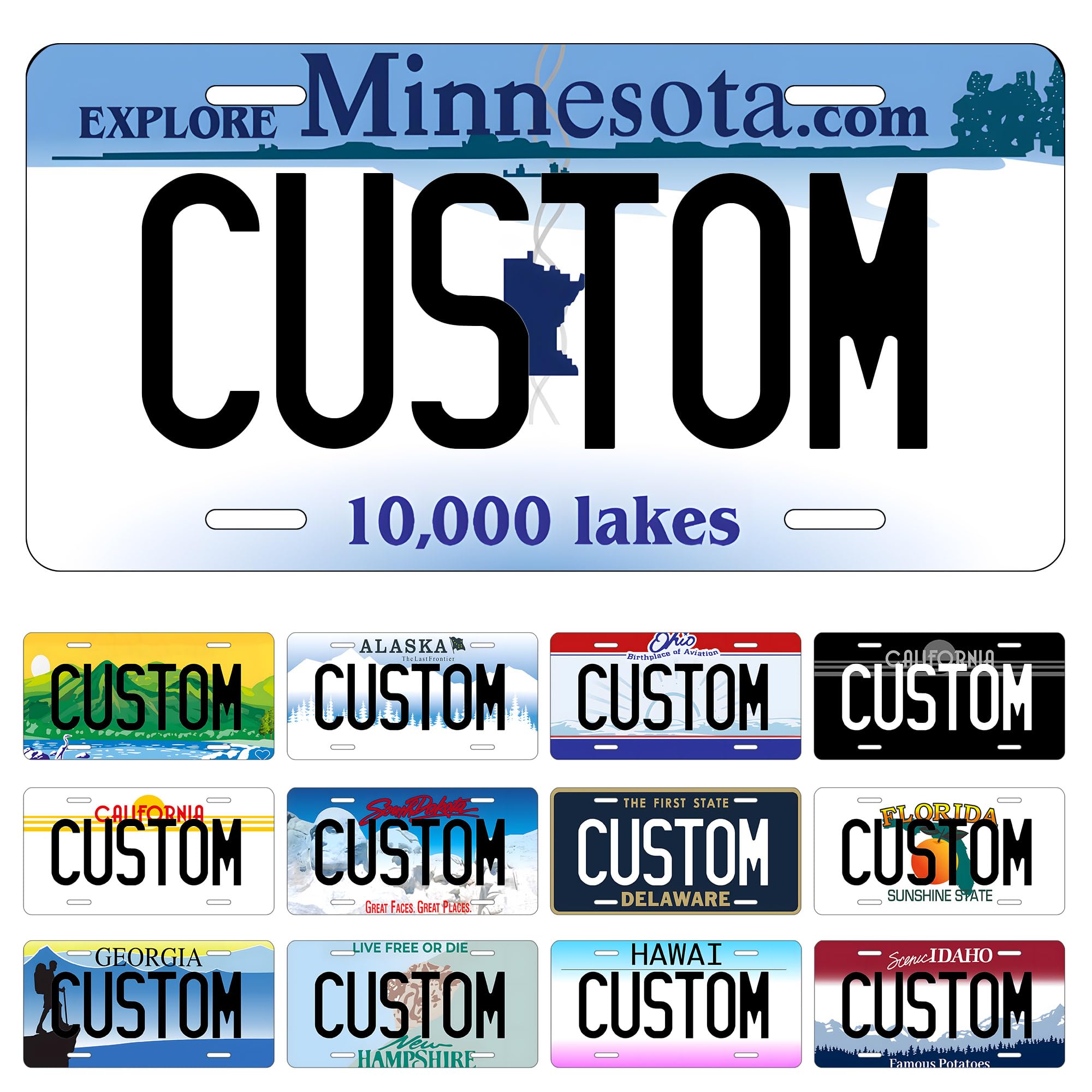 Metal Custom License Plate for Minnesota - 6x12