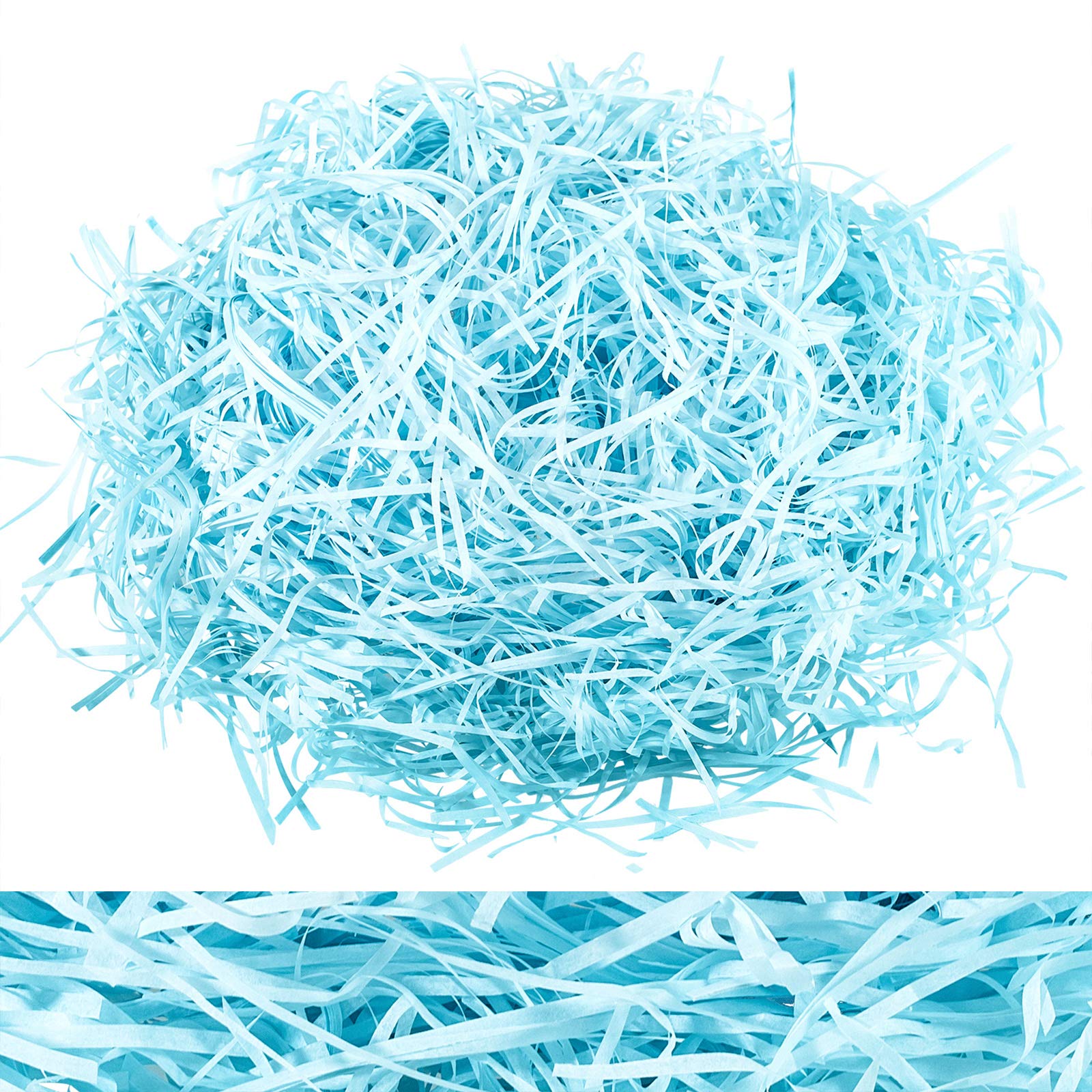 Whaline 120g 4 Oz Basket Grass Craft Shredded Tissue Raffia Gift Filler Paper Shreds for DIY Gift Packaging Easter Basket Filling Egg Stuffer Party Supplies Accessories Decoration (Light Blue)