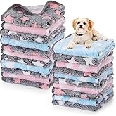 Chumia 40 Pcs Puppy Blankets for Small Dog Pet Bulk Fleece Soft Fluffy Washable Dog Star Print Pattern Fleece Blankets for Pets Throw Warm Bed Mat for Puppy Cat, 24 x 16 Inches