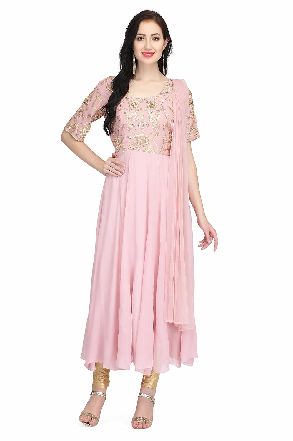 pink color anarkali suits