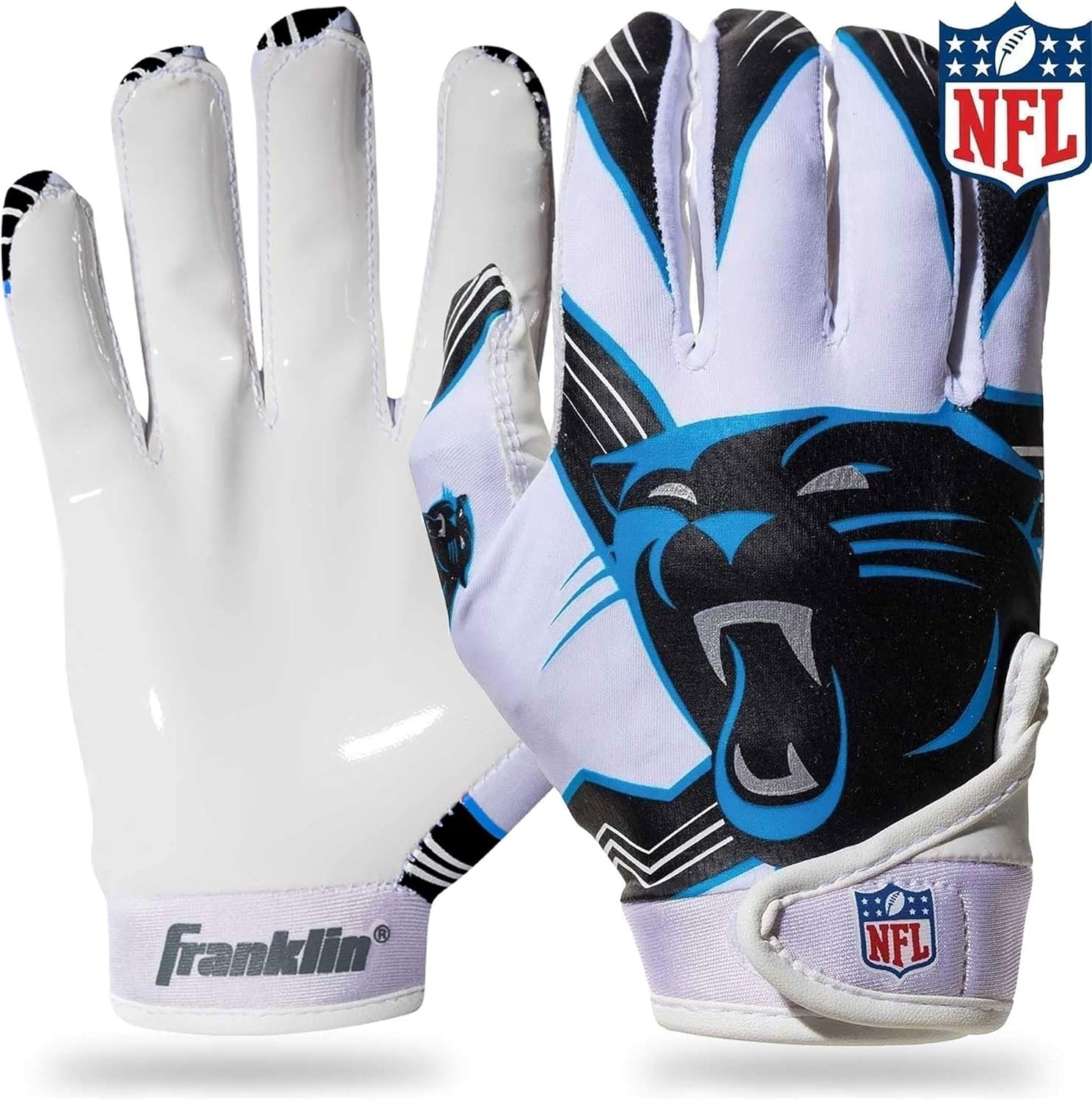 Franklin Sports Youth NFL Football Receiver Gloves - Receiver Gloves For Kids - NFL Team Logos and Silicone Palm - Youth Pair - Great for Games & Costumes