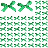 50Pcs 1Inch Mini Ribbon Bows for Crafts Gift Wrapping, Small Tiny Gift Premade Green Bow Decor for Women Hair Cake, Ribbon Bow for Valentine Christmas Easter Saint Patrick's Day Wedding Birthday Party