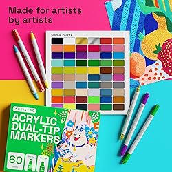 ARTISTRO 60 Dual Tip Acrylic Paint Markers, Acrylic