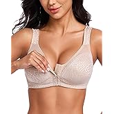 HACI Women's Front Closure Posture Bra Full Coverage Back Support Wirefree Unpadded