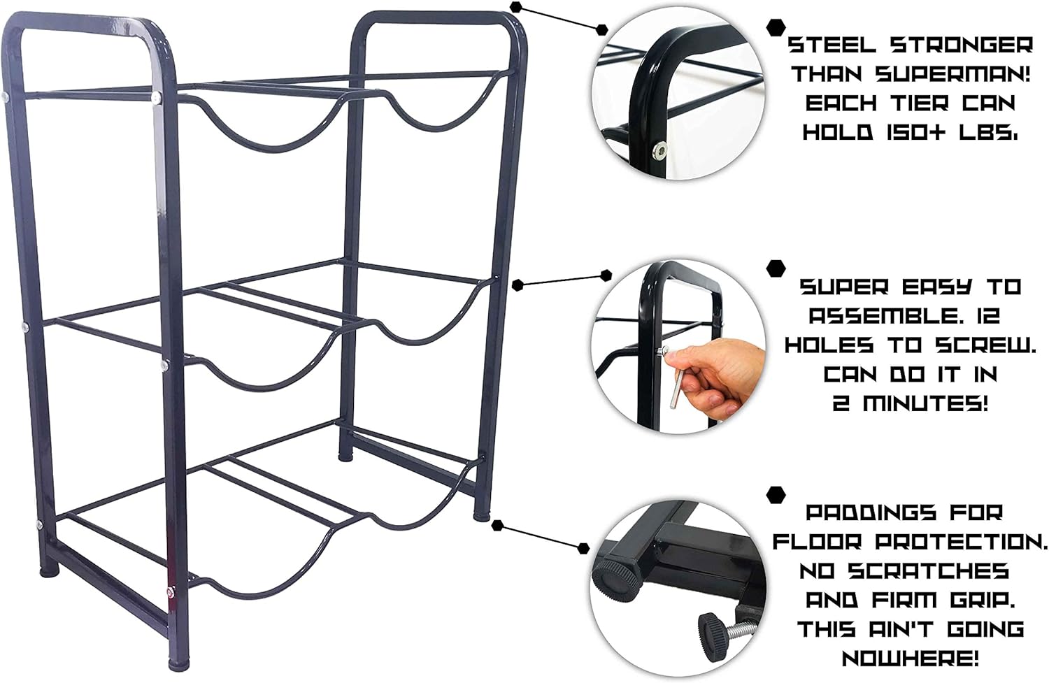 Stainless Steel 5 Gallon Water Bottle Glass Plastic Jug Rack Holder Storage Shelf Garage Kitchen Stand Heavy Duty Portable Room Saver 9 LBS Holds 400 LBS | The Original Brand: Kitchen & Dining