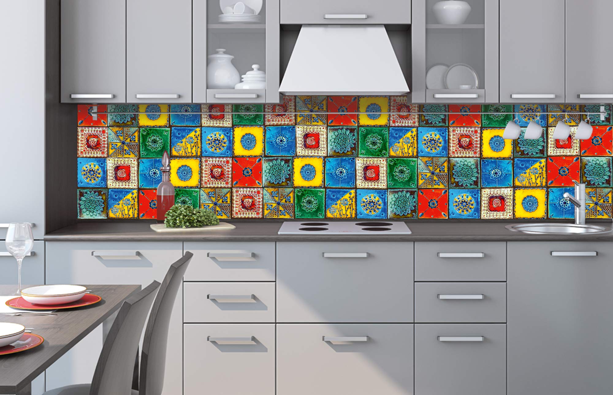 DIMEX LINE Self-Adhesive Kitchen Backsplash Film Lisbon Tiles | Adhesive Foil - Decorative Foil - Splash Guard for Kitchen | Made in EU - 260.00 cm × 60.00 cm