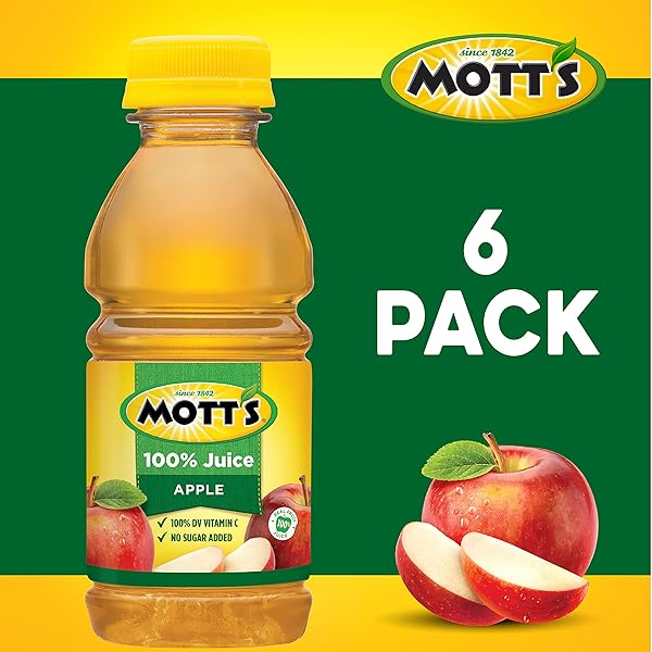 MOTT’S 100% ORIGINAL APPLE JUICE, 8 FL OZ BOTTLES, 6 PACK