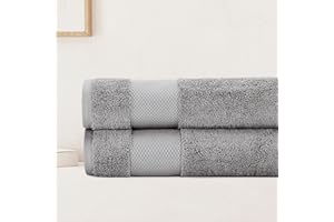 BIOWEAVES 100% Organic Cotton Bath Sheet Set of 2 | Soft Oversized Bath Towels | 700 GSM Premium Bath Towel Sheet Set GOTS Certified - Light Grey