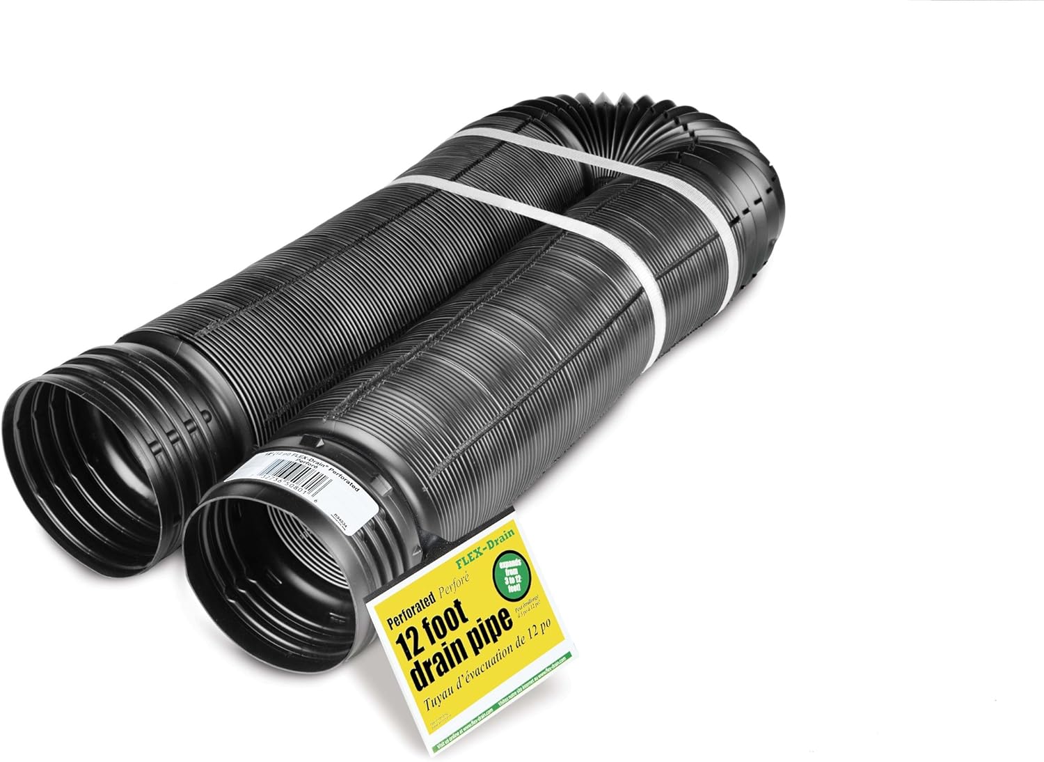 FlexDrain 51910 Flexible/Expandable Landscaping Drain Pipe, Perforated