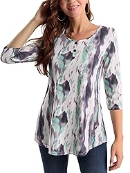 BAISHENGGT Women's 3/4 Sleeve Tunic Tops Floral