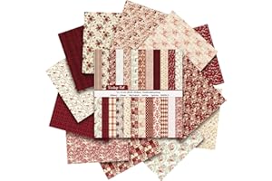 COLABRILI Vintage Red Scrapbook Paper, 12x12 Paper Pad, 24 Sheets/ 12 Designs Flower Garden Pattern Paper Vintage Rose Scrapbook Specialty Paper Double Sided Floral Decorative Craft Paper