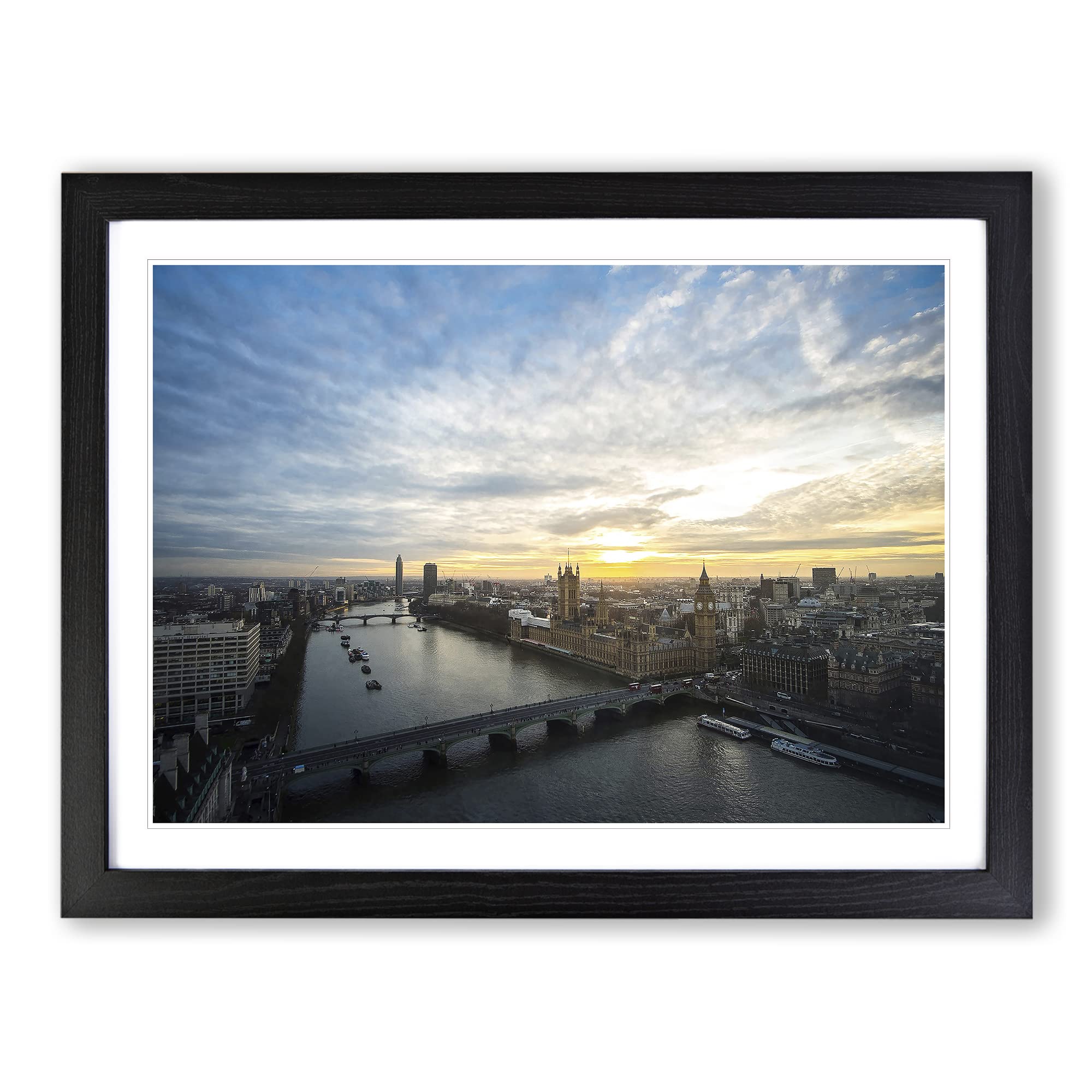 Big Ben Houses of Parliament London Skyline Modern Framed Print | A4 Black Framed Wall Art | Ready to Hang | Modern Cityscape Picture | Living Room Bedroom Lounge Office