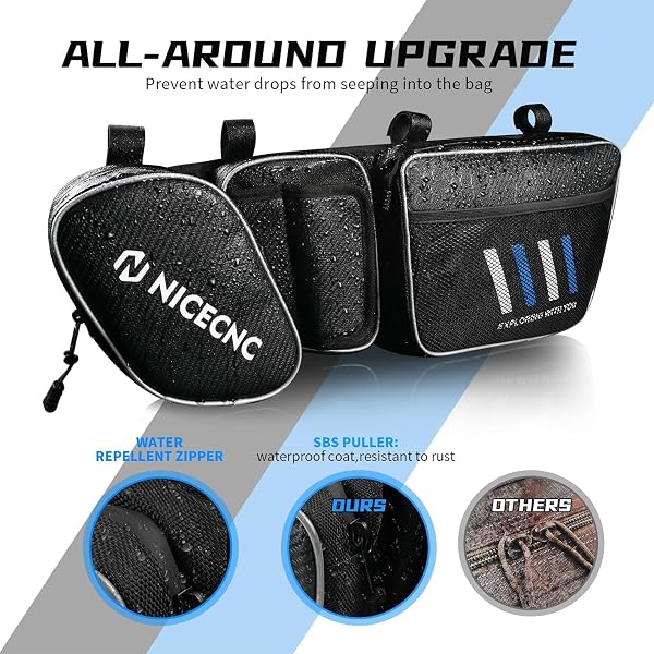 NICECNC WATERPROOF X3 SIDE DOOR BAGS BLUE WITH DOUBLE SIDE ANTI-IMPACT COTTON, COMPATIBLE WITH CAN AM MAVERICK X3 X MR/RS TURBO R 2017 2018 2019 2020 2021 2022 2023, SEE FITMENTS