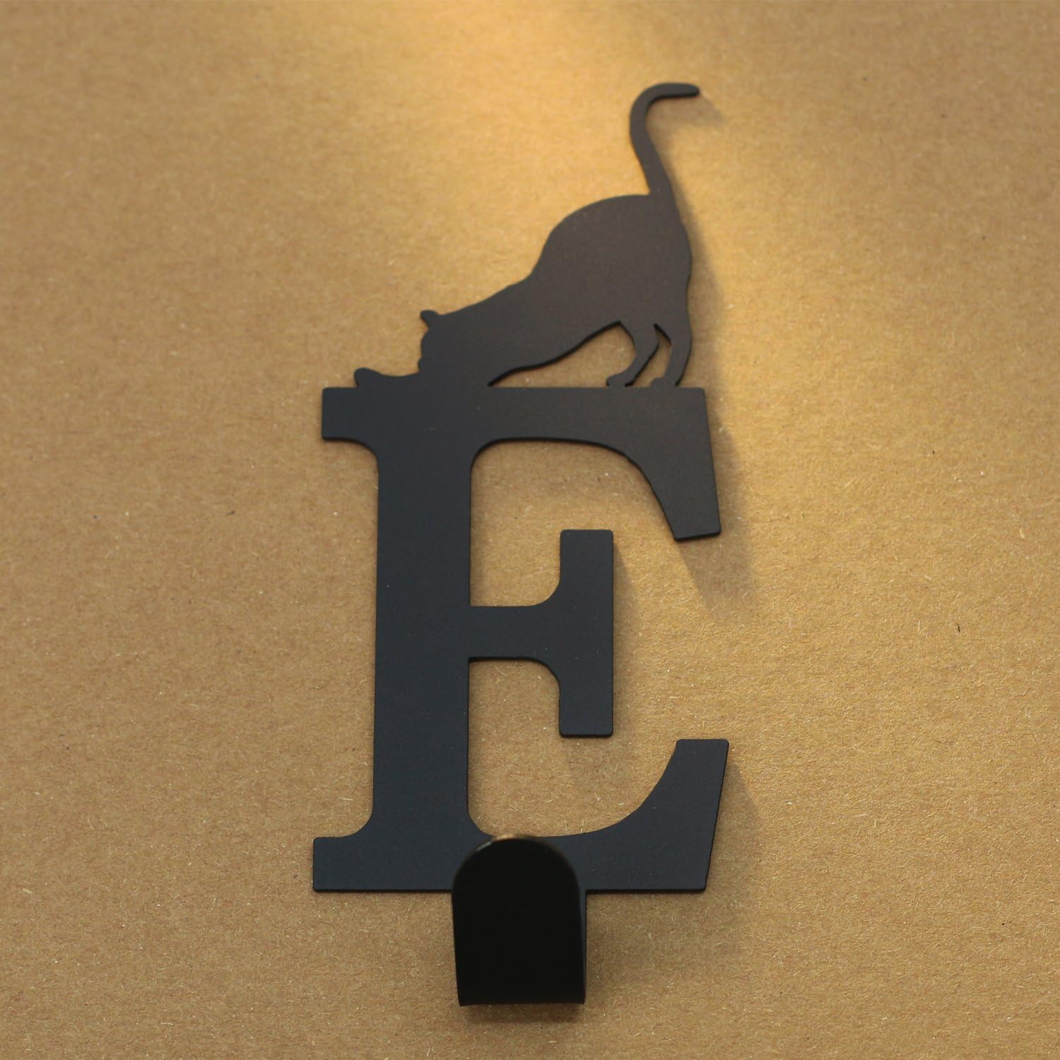 Cat Letter Metal Coat Hook, Door Hooks, Key Hooks, Wall Hangers, Jewelry Hooks Alphabet (E)