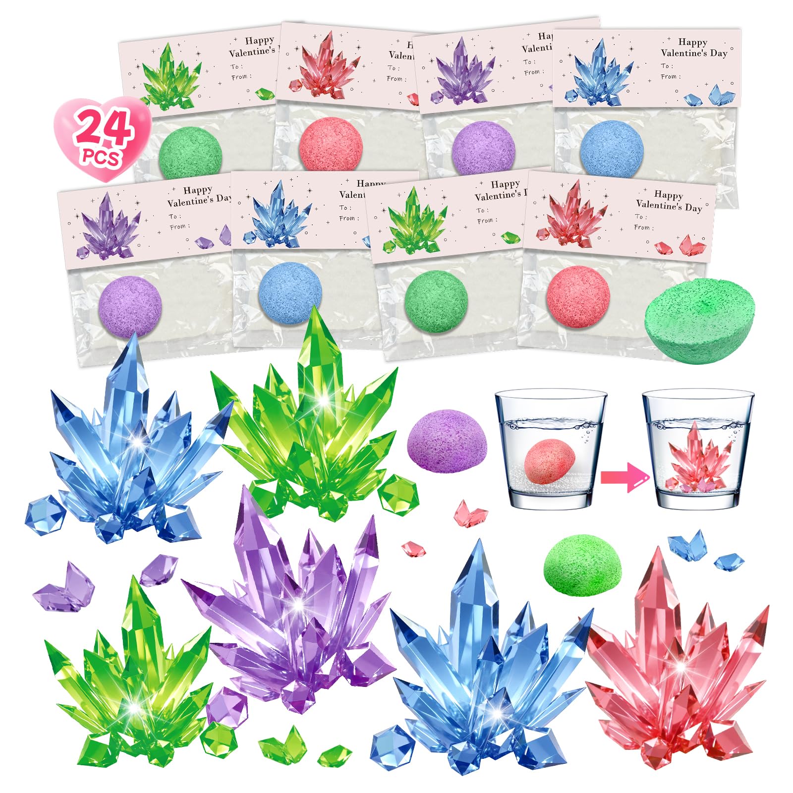 Photo 1 of 24Pcs Science Kit Crystal Growing Party Favor Supply Gifts for Kids Classroom Goodiebags Christmas Valentine's Day Gifts (24Pcs, One Size)