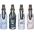 Cosmos 4 Pcs Beer Bottle Sleeves Neoprene Insulator Sleeves Bottle Jackets Sleeves 12 OZ Beverage Bottle Cooler with Built in Bottle Opener (Marble Pattern (4 Pcs))