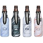 Cosmos 4 Pcs Beer Bottle Sleeves Neoprene Insulator Sleeves Bottle Jackets Sleeves 12 OZ Beverage Bottle Cooler with Built in Bottle Opener (Marble Pattern (4 Pcs))