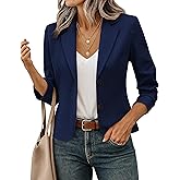 FOLUNSI Women's Business Casual Cropped Blazer Lapel Collar Long Sleeve Work Office Suit Jacket with Fully Lined S-XL