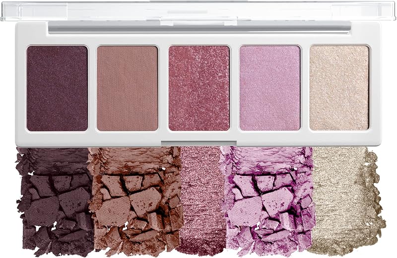 , paleta de cores Icon 5-Pan, paleta de sombras, 5 cores intensamente pigmentadas para maquilhagem diária, fórmula de longa duração, fácil de misturar, petalette