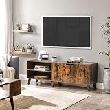 VASAGLE TV Stand 140 cm with 2 Doors Rustic Brown LTV027X01 65 Inch TV view 2