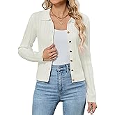 ZAFUL Cropped Cardigan Sweaters for Women 2025 Collared Button Down Long Sleeve Crochet Knit Shrugs Fall Outfits Clothes