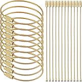 Hodyludy Keychain, 23 Pack of 5.9 Inches Coated Wire Keychain Cable 1.5mm Stainless Steel Loop Rings for Hanging Luggage Tag, Keyrings and ID Tag Keepers, Gold