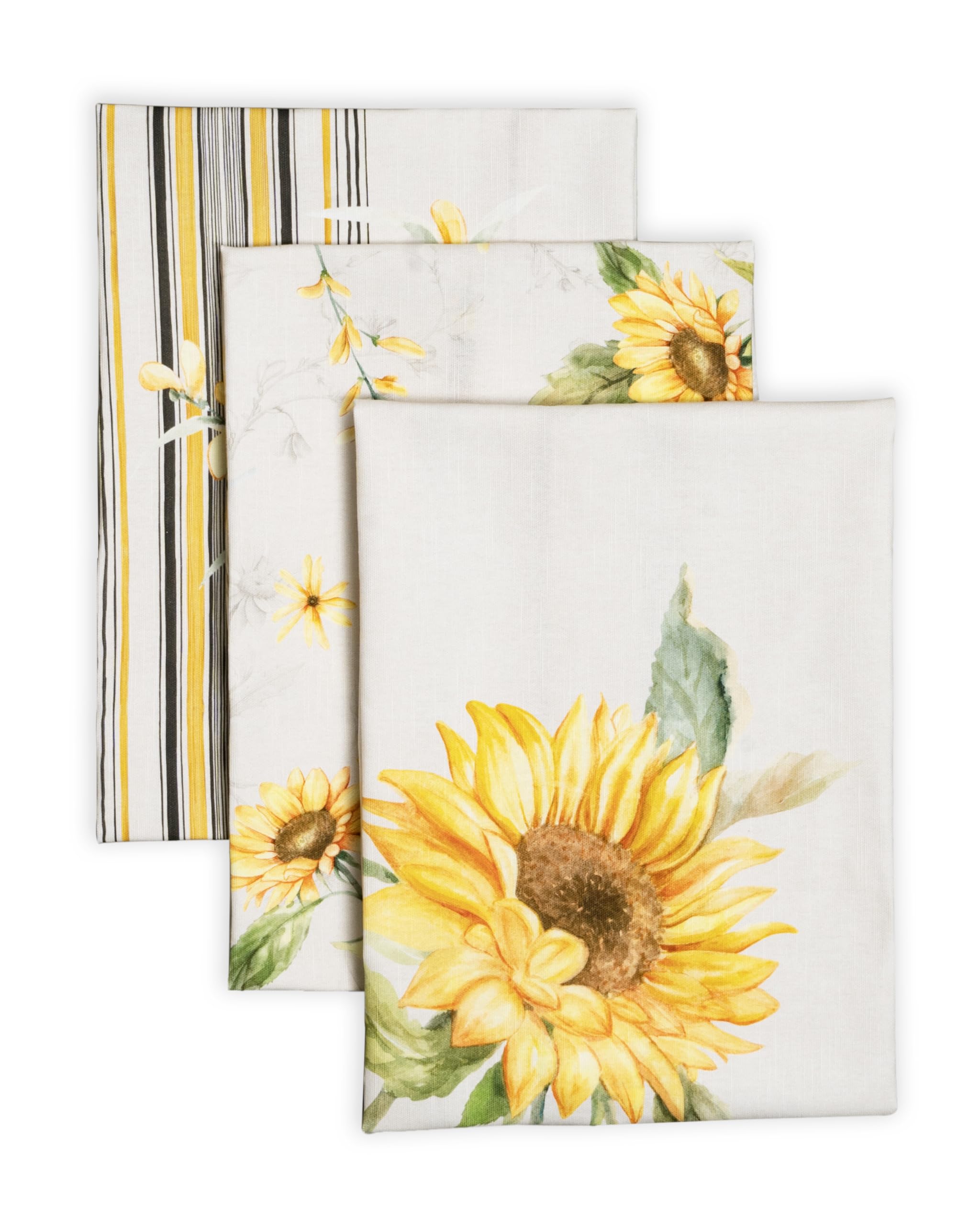 Maison d' Hermine Kitchen Towels Set of 3 100% Cotton 70 CM x 50 CM Reusable Cloth Tea Dish Towels Absorbent with Hanging Loop for Kitchen Dining Gifts for Mothers Day (Citrus)