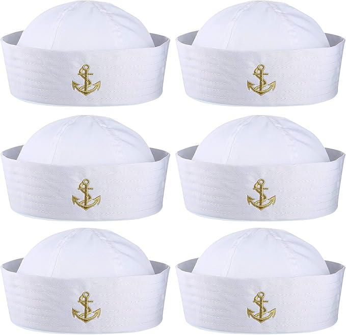 6 Piezas Sombrero de Marinero Blanco de Halloween Gorro de Capitán ...