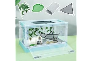 BINANO 22" Foldable Reptile Terrariums Snake Tanks Enclosures for Bearded Dragons Iguanas Lizards Crested Geckos Clear Views Portability High-Temperature Resistant Mesh (Blue, Large)