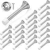 Supkiir 24Pcs Silver Spring Door Stoppers, Stainless Steel Door Stop Wall Protector, Wall Mounted Threaded Flexible Doorstops