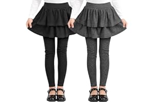 Resinta 2 Pack Girls Leggings Uniform Pants Legging with Skirts Stretch Warm Pant 4-14 Years