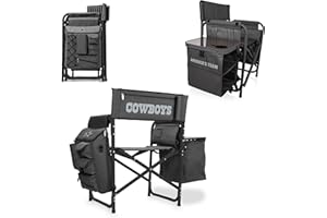 PICNIC TIME NFL Unisex-Adult NFL Fusion Camping Chair with Side Table and Soft Cooler, Beach Chair for Adults, Lawn Chair