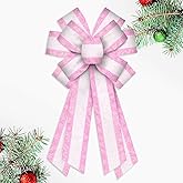 Blinket Luxury Glittery Pink and White Valentines Day Wreath Bow - Extra Large Christmas Decor for Front Doors, Holiday Trees & Festive Indoor Outdoor Decorations, 11.42x20.87 Inch
