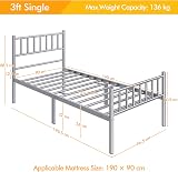 Yaheetech 3ft Single Metal Bed Frame with Headboard Footboard Silver view 7