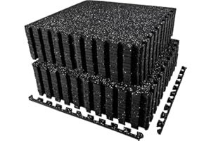 AIRHOP 0.56in Thick 96 Sq Ft Exercise Equipment Mats, 24 Tiles Upgraded Rubber Top with High Density EVA Foam, Large Interlocking Puzzle Gym Flooring for Home Gym, Heavy Weight Workout, 24 x 24in