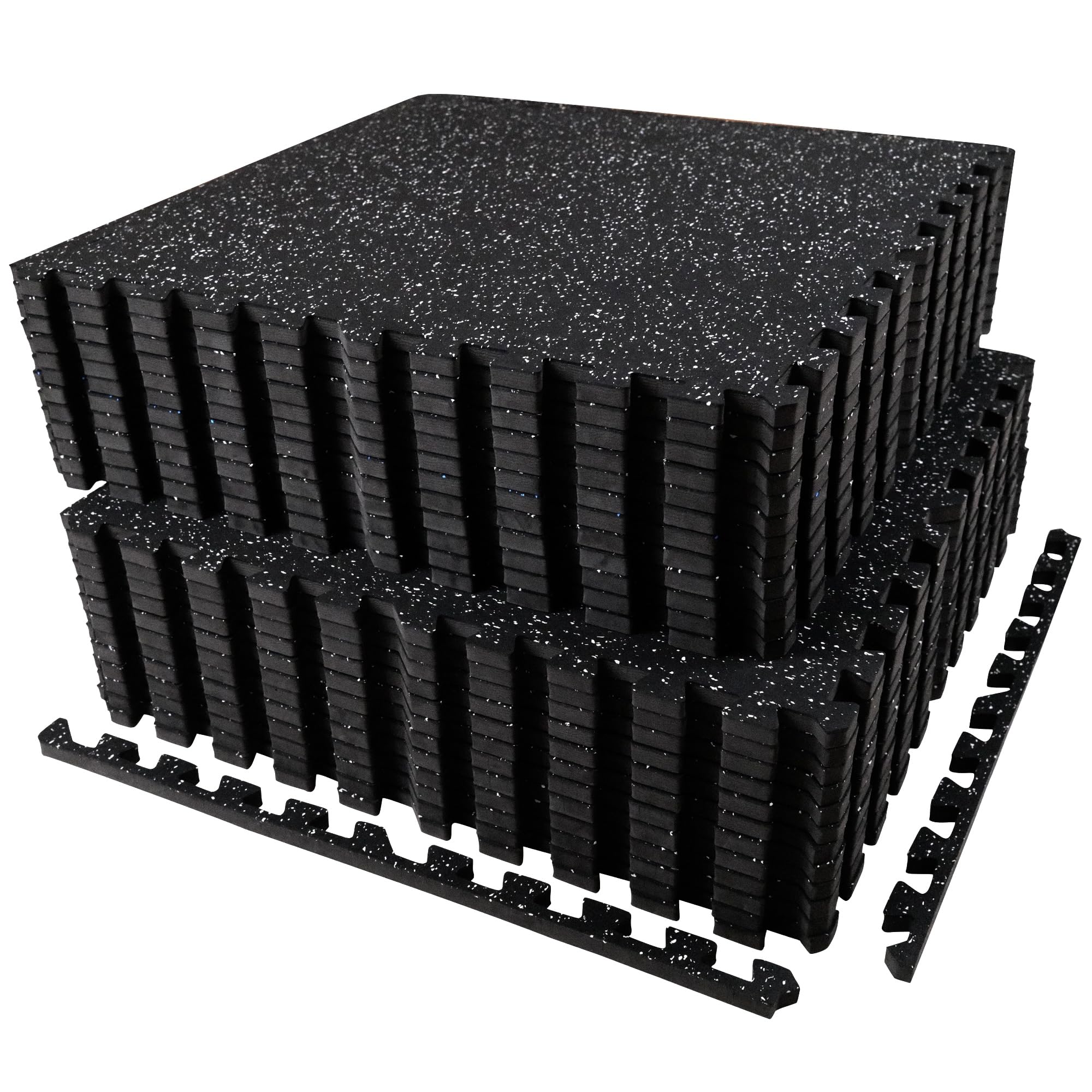 Photo 1 of AIRHOP 0.56in Thick 96 Sq Ft Exercise Equipment Mats, 24 Tiles Upgraded Rubber Top with High Density EVA Foam, Large Interlocking Puzzle Gym Flooring for Home Gym, Heavy Weight Workout, 24 x 24in