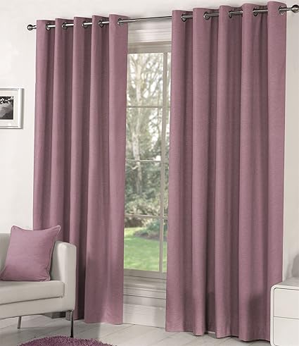 Sorbet Lined Eyelet Curtains 90 X 72 Heather Dusky Pink One Pair