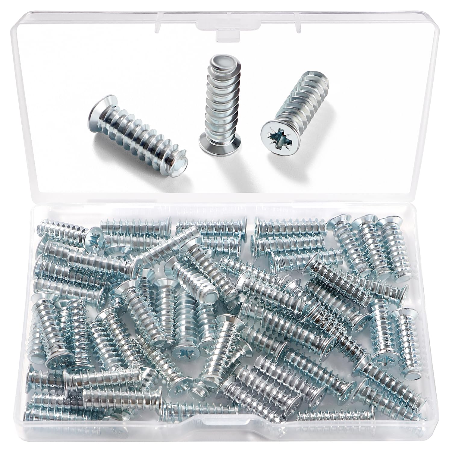 VooGenzek 60 PCS M6.3 * 20 mm Euro Screws, Countersunk Head, For Furniture Accessories, Drawer Rails, Kitchen Cabinets, Doors, Wardrobes, Cupboard Hinges