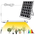 Bright Solar Powered Grow Light with Batteries Full Spectrum Growing LED Lamp for Outdoor Indoor Greenhouse All Stage Plants Waterproof Hanging Sunlike Growth Lights, Auto On Off, (Upgraded)