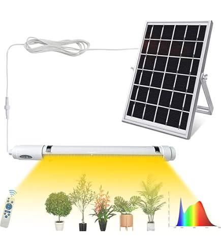 Bande Lumineuse Solaire Croissance Plantes 20W IP65 - 9.8 Pieds (3m) - Lumière Violet/bleu - Pour Serre, Jardin, Hydroponie - Panneau Solaire Inclus - 5