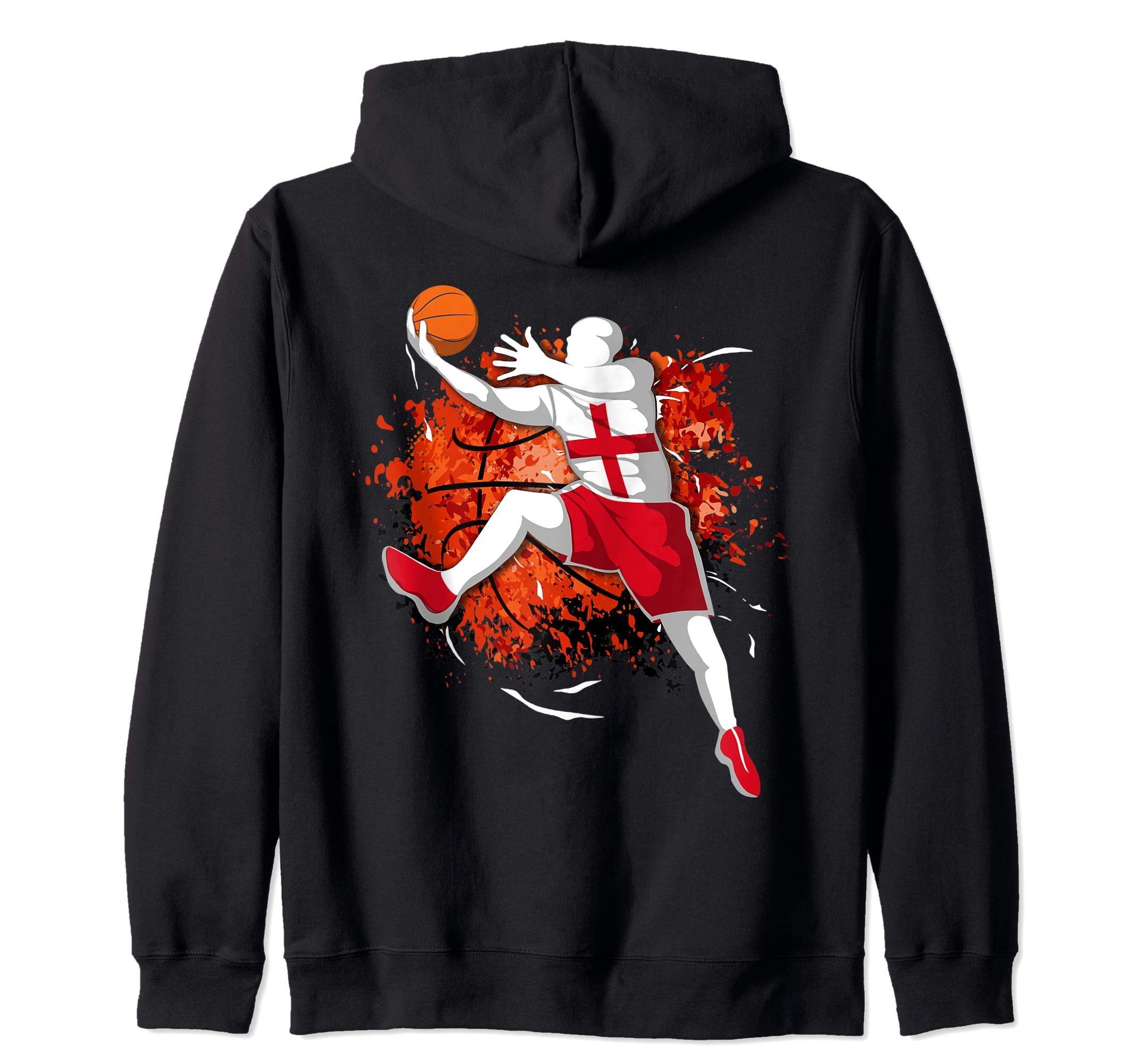 Proud England Basketball Lovers English National Flag Sport Zip Hoodie