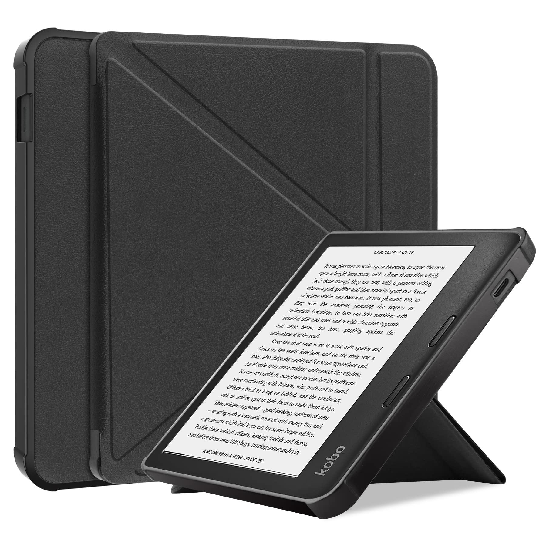 STAECASE Shockproof Case Cover for KOBO Libra 2 - KOBO Libra2 E-Book Reader Case Cover with Folding Stand Protective Cover (Black)
