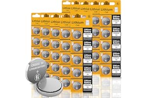 TOPUSSE 50 Pack CR2032 Lithium 3v Battery, 3 Volt Button Cell Coin 2032 Batteries for Airtag, Key Fob, Car Remote Key