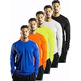 Yafanqi 5 Pack Mens Long Sleeve Shirts Quick Dry Moisture Wicking Athletic Running Gym Workout T Shirts