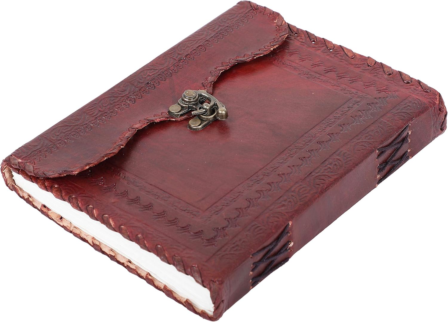 OVERDOSE Mehrab Brass C-Lock Leather Journal - 6 X 8 Inches - Image 5