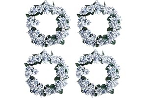 ChezMax Candle Rings Berry Tea Light Ring Small Candle Wreaths Berry Candle Holder Table Decoration for Christmas Valentine's Day Thanksgiving Day Dinner Party Wedding Diameter 4.7" 4 PCS