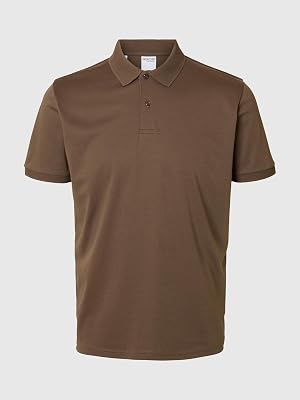 Herren Slhfave Button Ss Polo Noos, Morel, Large