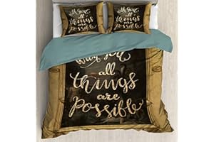 JOJIZAIO Bible Verse Painting Christian Faith Vintage Art Comforter Cover 3 Pieces Bedding Set Ultra Soft Microfiber For Teen Bedding Girls Bedroom Full Size Full（200x230cm） (1 Quilt cover+2 Pillow Shams)
