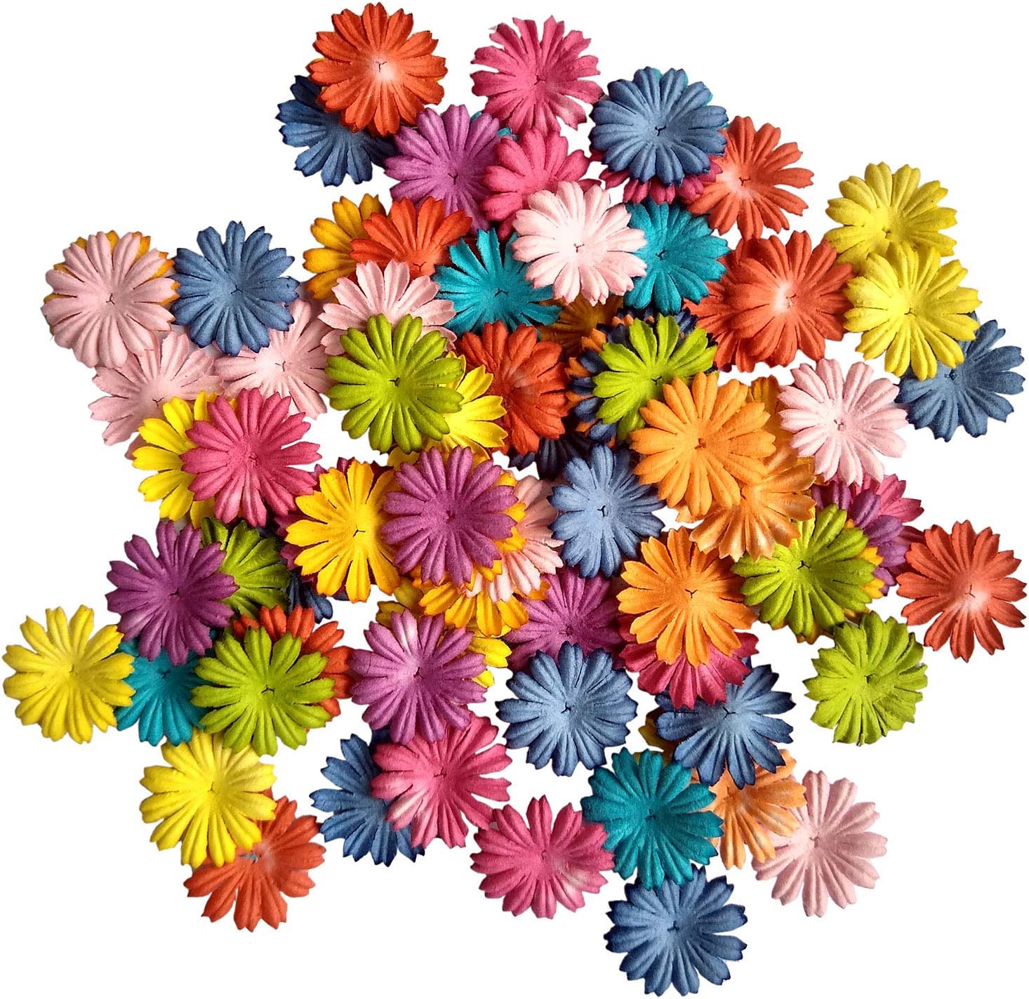 100 pcs Mulberry Paper Daisy for Craft Size 1 inch Patch Cutouts Scrapbooking Embellishment Cardmaking